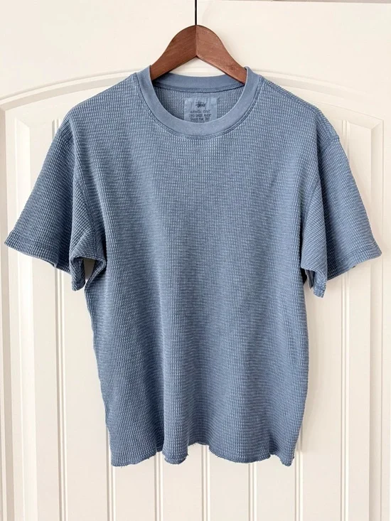 Stussy Light Blue Short Sleeve PIGMENT DYED SS THERMAL. Size small. Unisex - Picture 3 of 6